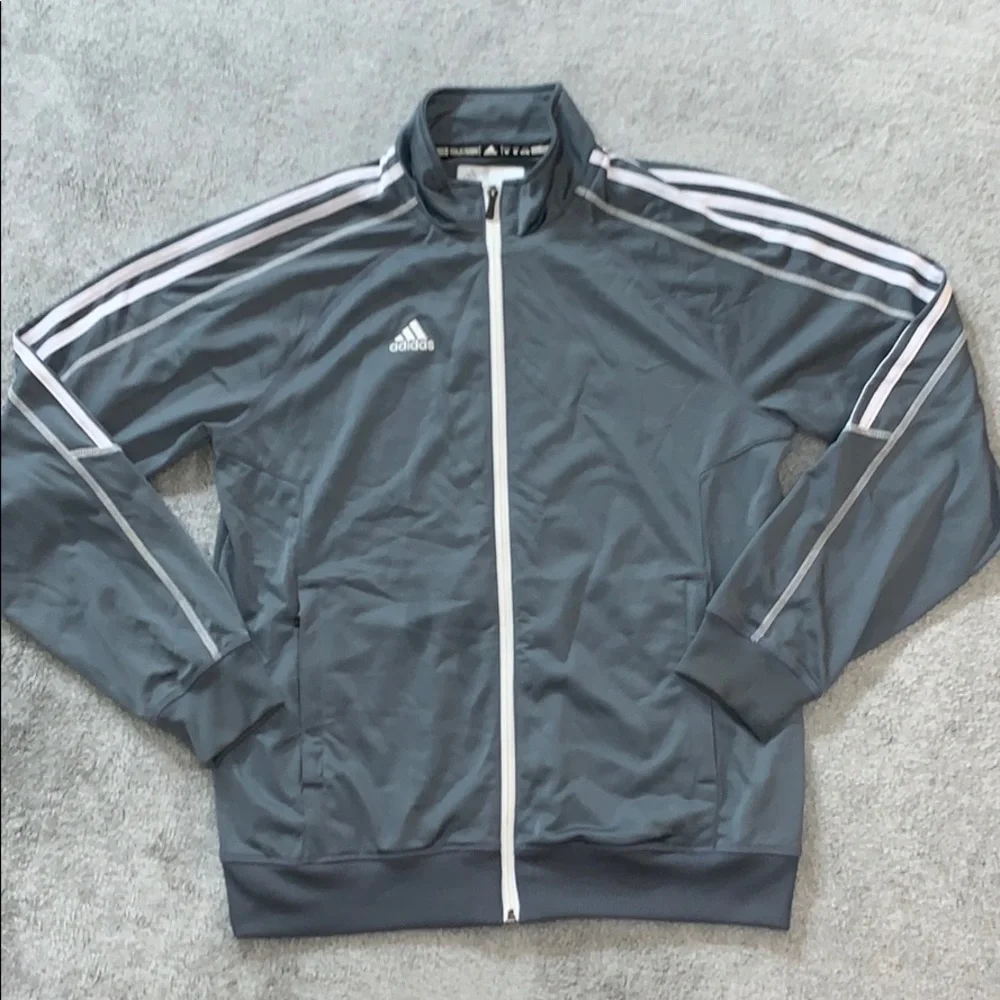 ADIDAS Track Jacket Grey & White Full Zip